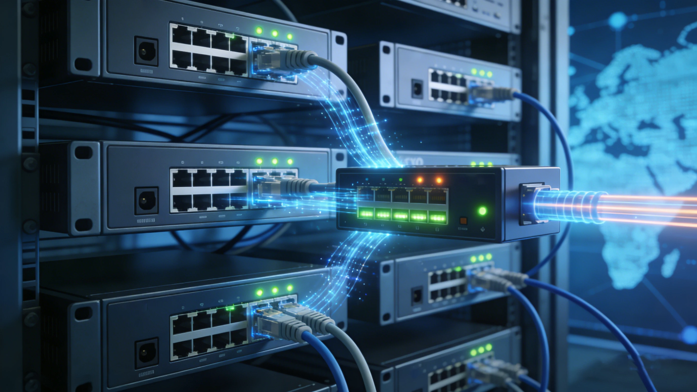 수신 PSTN 호가 FXO 게이트웨이를 통과하여 IP PBX 및 SIP 데스크 전화로 전달되는 단계별 호 흐름 다이어그램