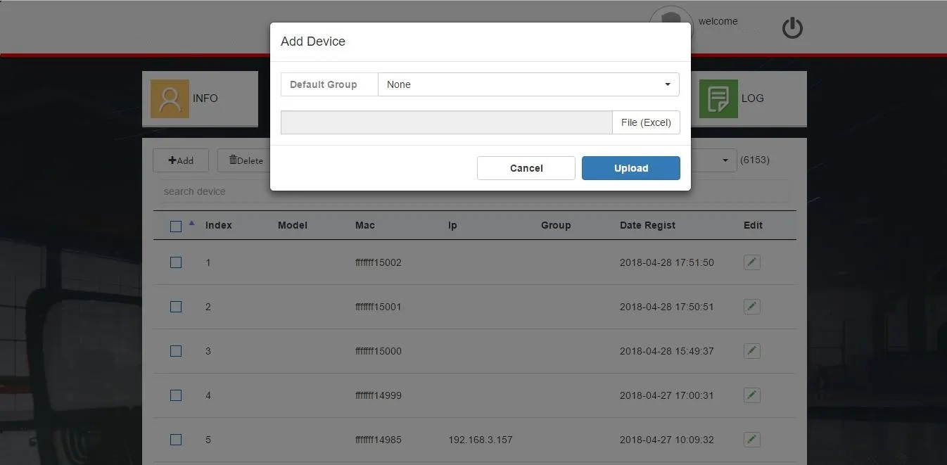 Excel Import Interface