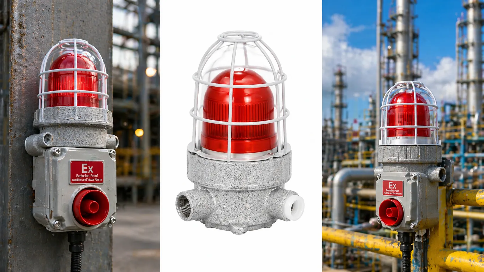 산업 제어 시스템을 위한 AC220V DC24V AC36V 전압 옵션의 방폭형 음향 및 조명 경보 장치