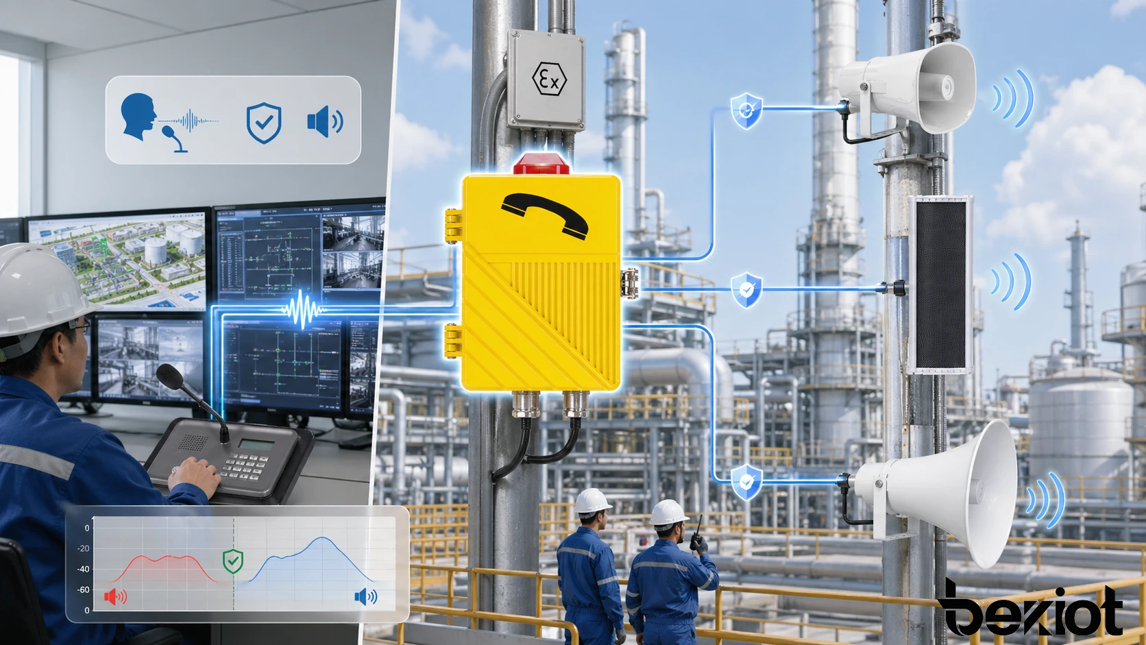 SIP 인터컴, 공공방송, 산업용 페이징, 제어실 관제, 긴급 도움 요청 시스템에 사용되는 하울링 억제