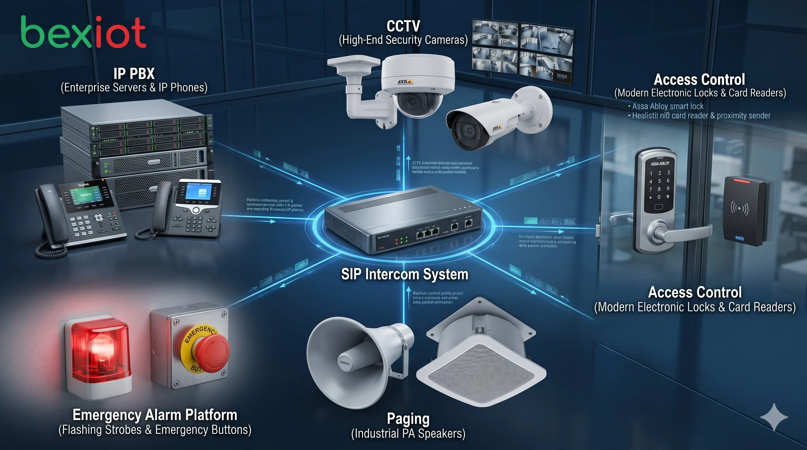 IP PBX CCTV 출입 통제 페이징 비상 알람 플랫폼과 SIP 인터컴 시스템 통합