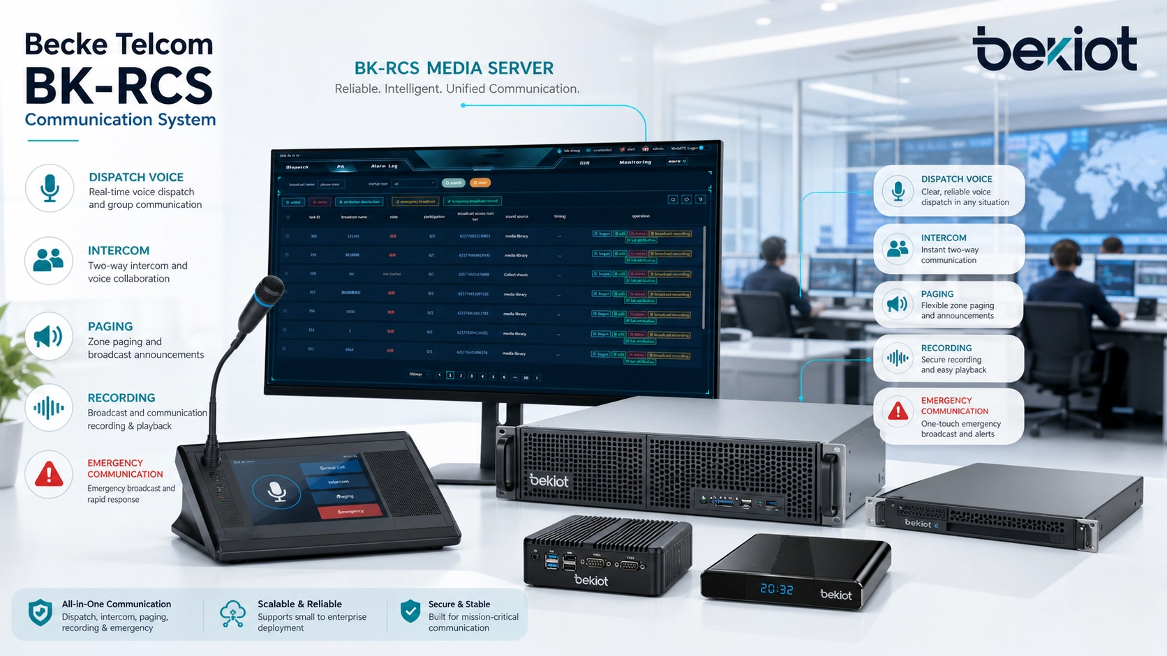 Becke Telcom BK-RCS 서버와 BK-RCS 통신 시스템의 미디어 서버 기능