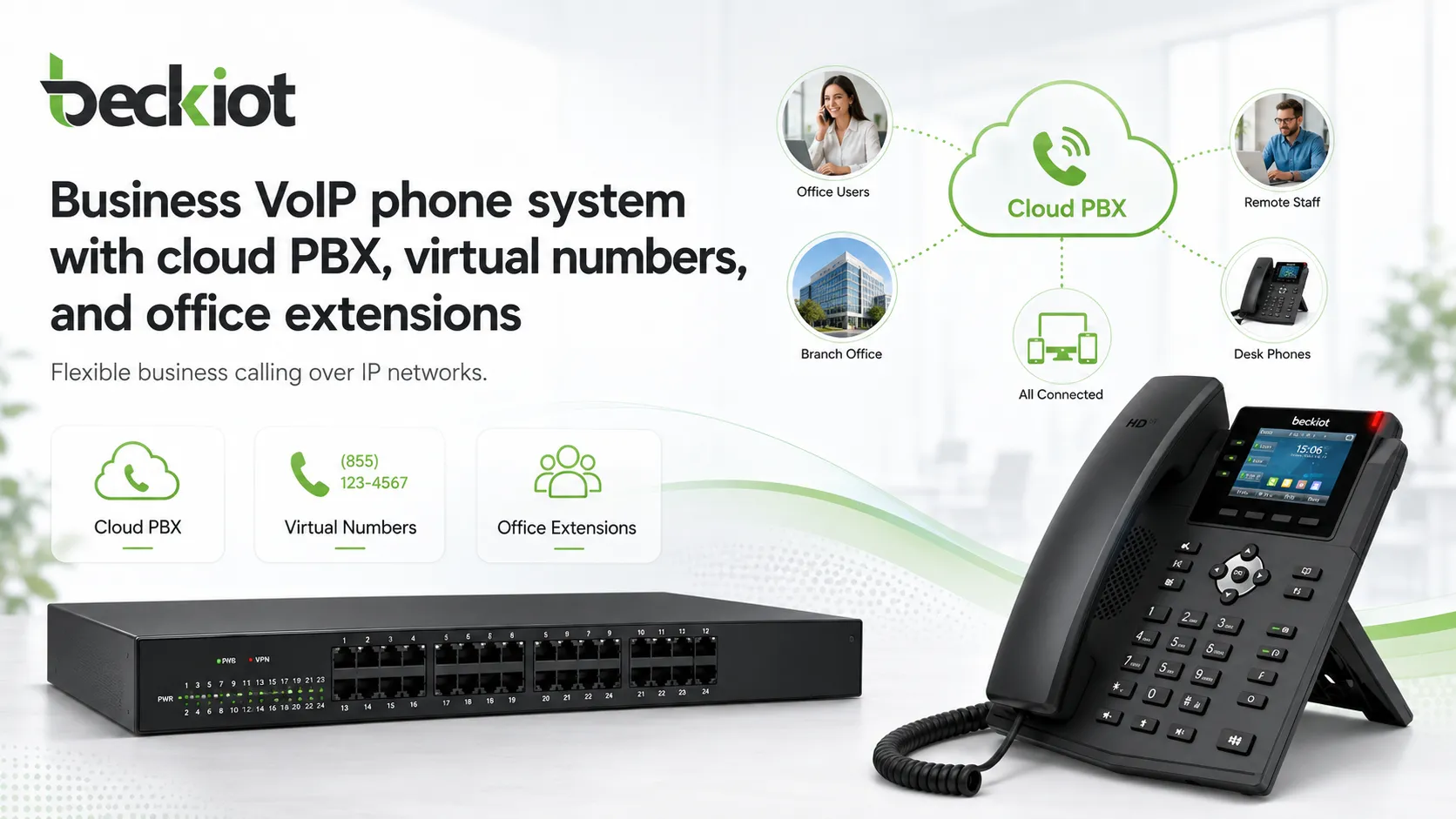 클라우드 PBX, 가상 번호 및 사무실 내선이 포함된 기업 VoIP 전화 시스템