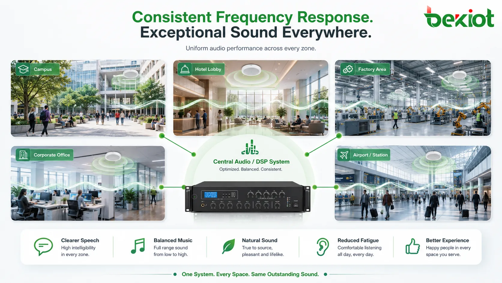 주파수 응답의 오디오 이점으로 더 명확한 음성 균형 잡힌 음악 자연스러운 소리 피로 감소 향상된 청취 경험을 보여주는 이미지