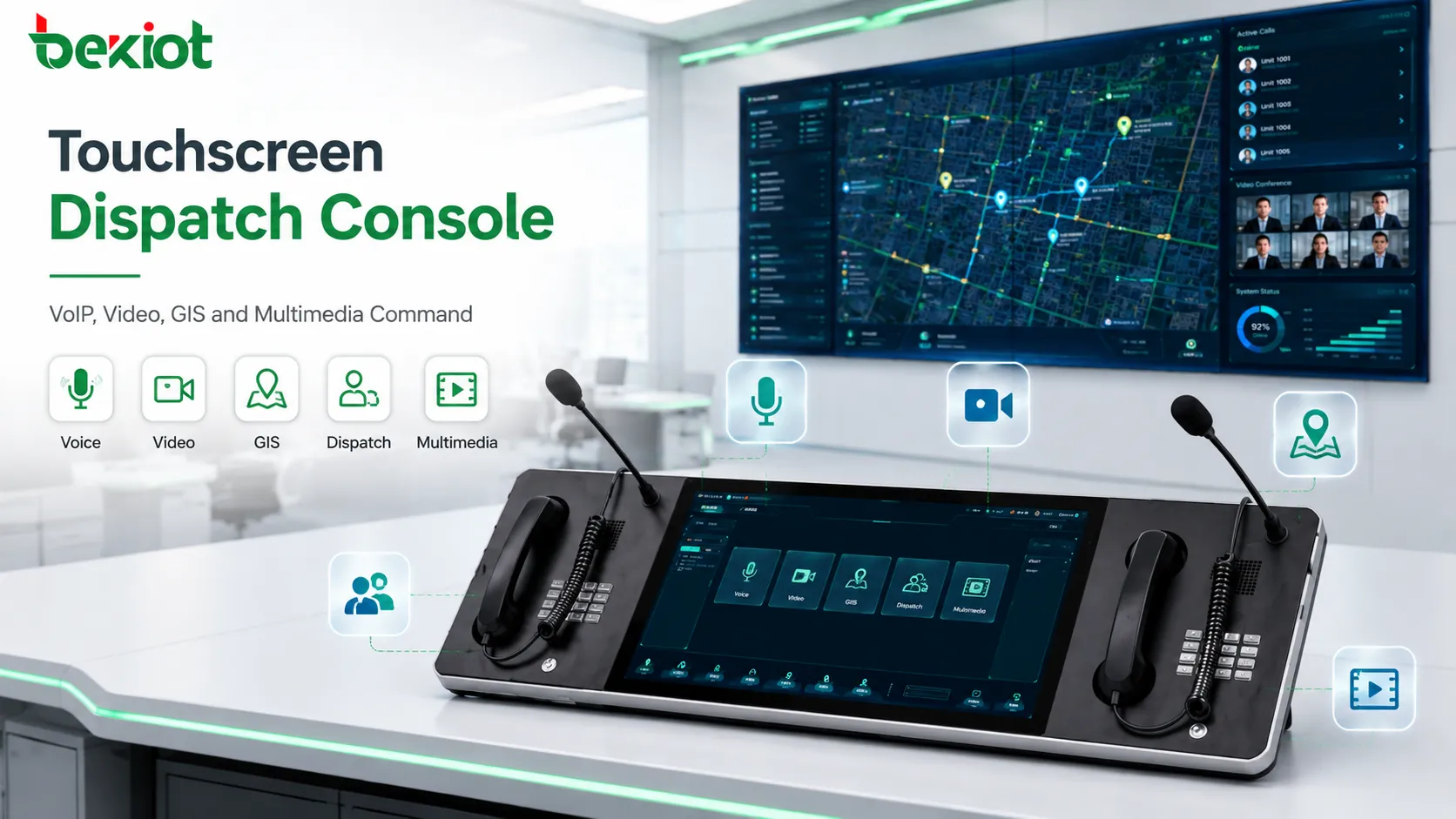 VoIP 음성 비디오 GIS 및 멀티미디어 지휘 운영을 위한 터치스크린 지휘 콘솔