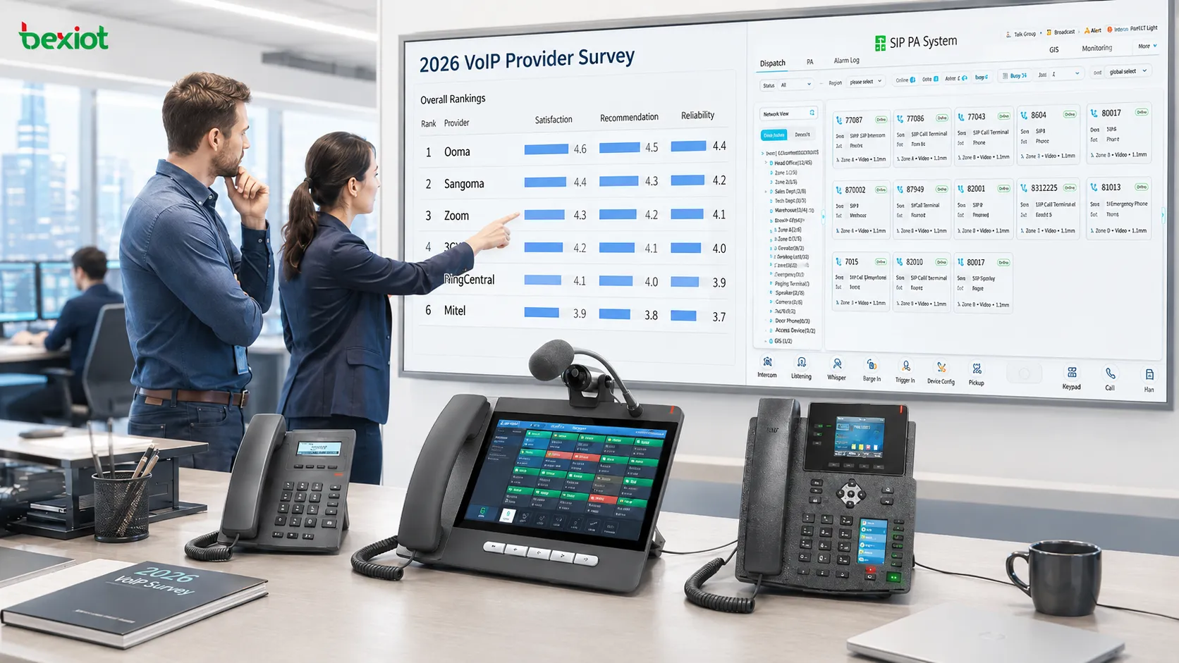 2026년 VoIP 제공업체 설문에서 Ooma Sangoma Zoom 3CX RingCentral Mitel을 IT 전문가 만족도와 추천 의향 기준으로 비교