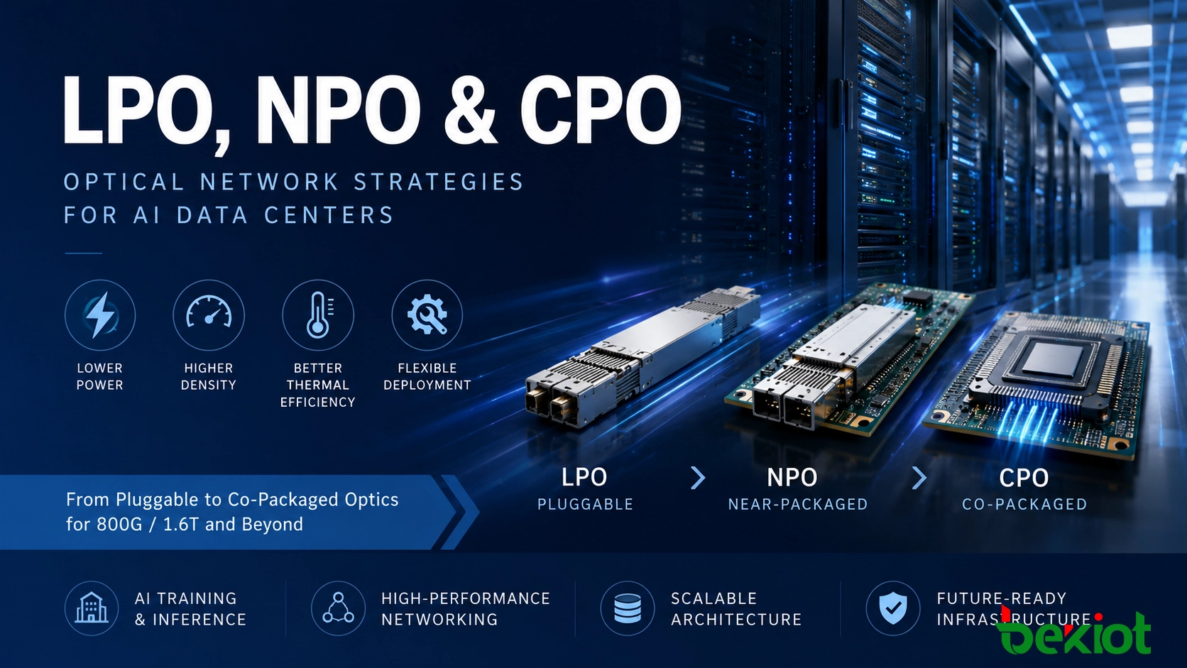 LPO, NPO 및 CPO: AI 데이터 센터를 위한 광 네트워크 전략