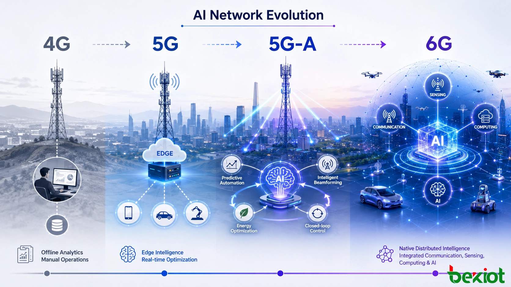 4G, 5G, 5G-Advanced 및 6G 모바일 통신 네트워크에서 AI 진화