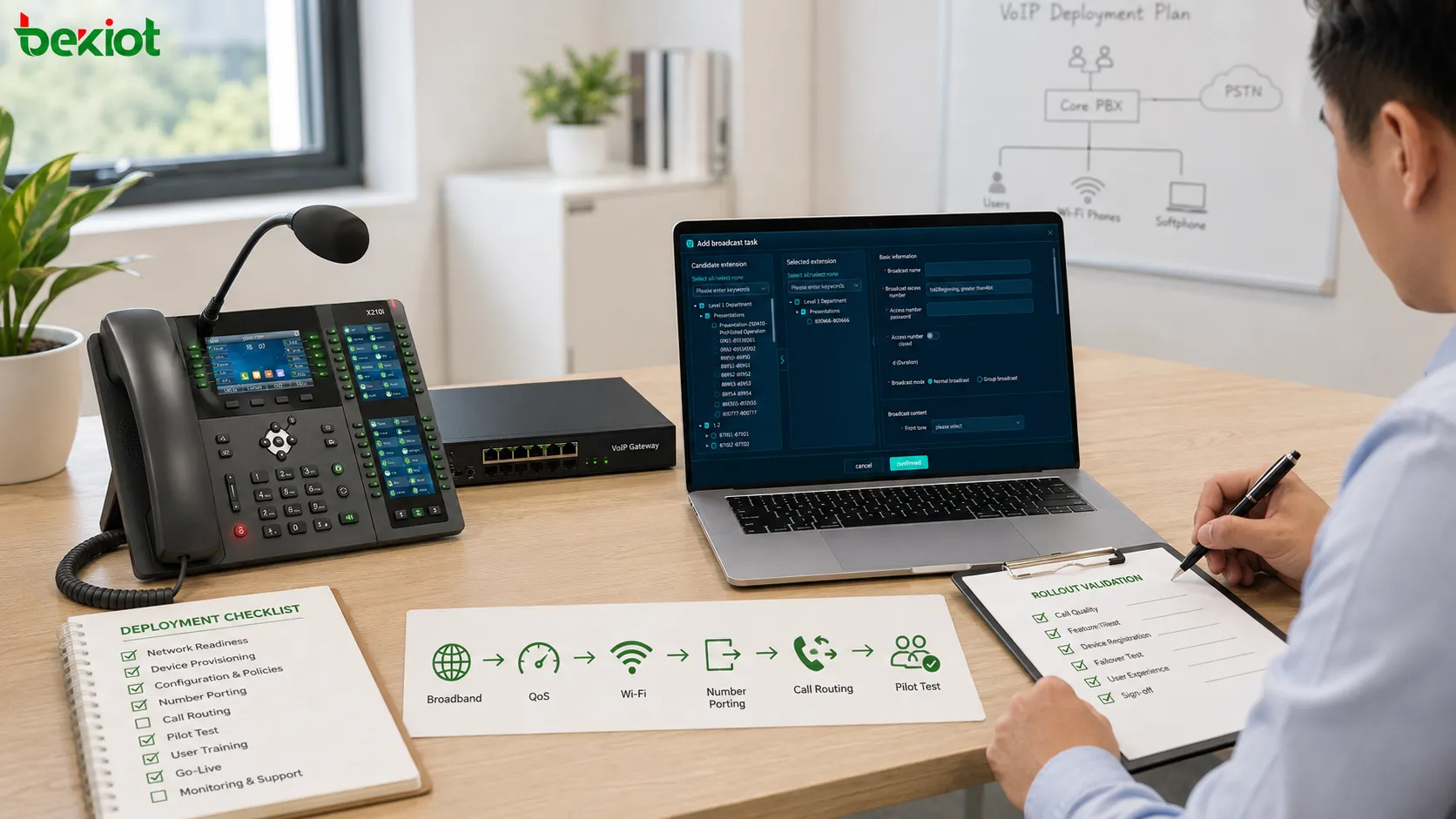 광대역 품질 QoS Wi-Fi 커버리지 번호 이동 IP 전화 모바일 앱 통화 라우팅 CRM 연동 파일럿 테스트를 포함한 소기업 VoIP 구축 체크리스트
