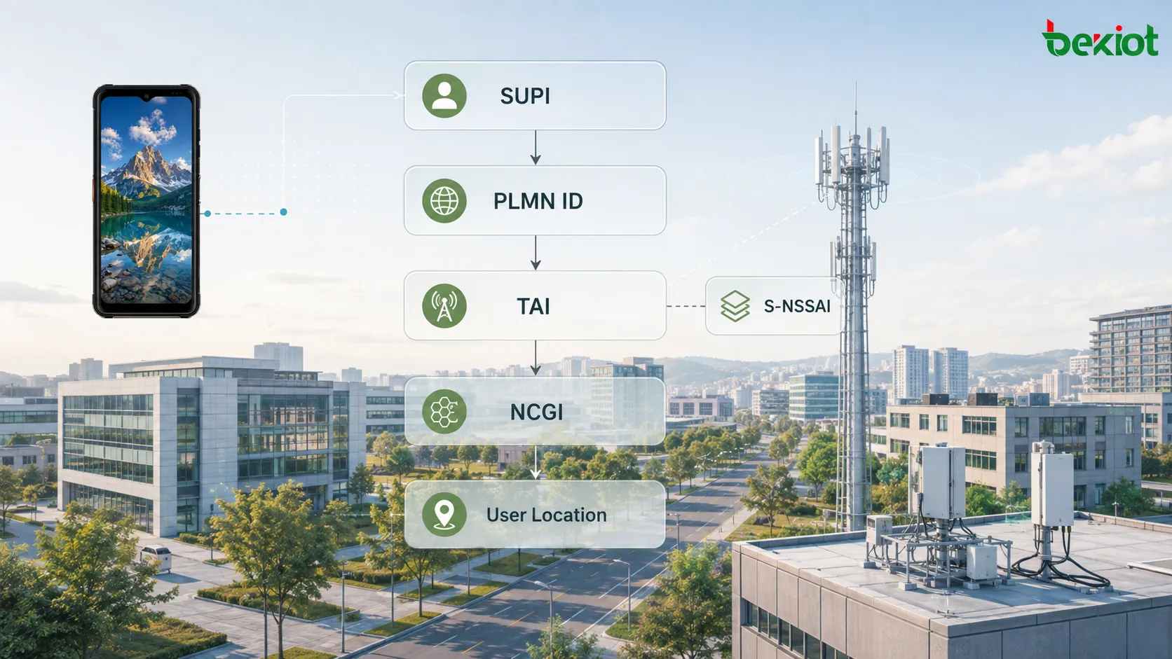 SUPI, GPSI, PLMN ID, TAI, S-NSSAI, NCGI, UserLocation이 기본 필드에서 구조화된 5G 네트워크 객체로 구성되는 5GC SBI 데이터 모델