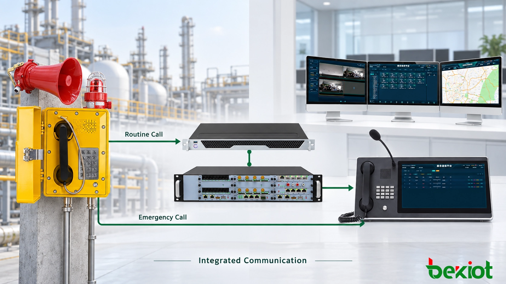 산업 시설의 방폭 전화를 위한 통합 IP PBX 및 디스패치 아키텍처