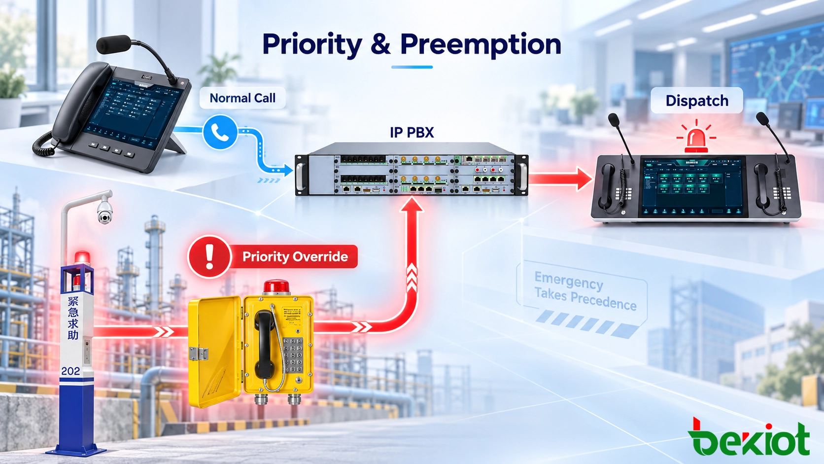 IP PBX 및 디스패치 콘솔을 갖춘 SIP 우선 순위 통화 아키텍처